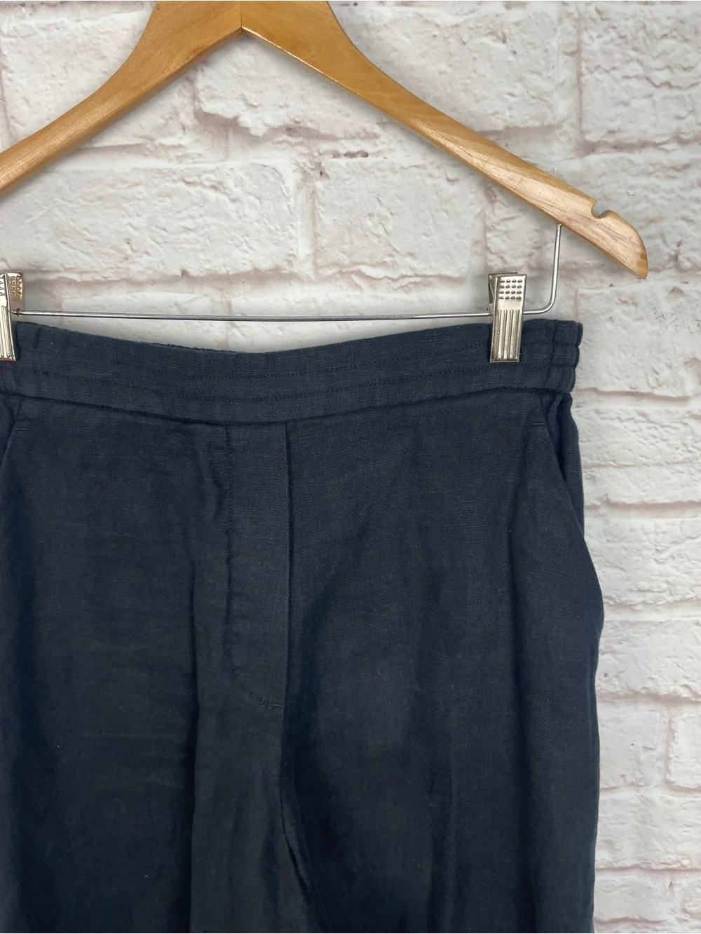 COS Black 100% Linen Wide Leg Pants Size XS